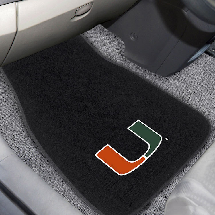 Miami Hurricanes Car Floor Mats 17 x 26 Embroidered Pair