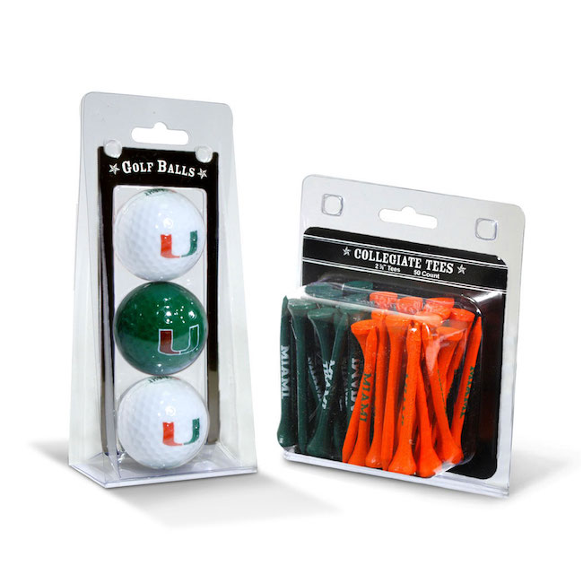 Miami Hurricanes 3 Ball Pack and 50 Tee Pack