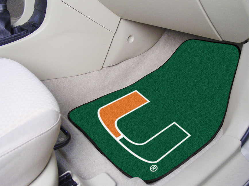 Miami Hurricanes LOGO Car Floor Mats 18 x 27 Carpeted-Pair