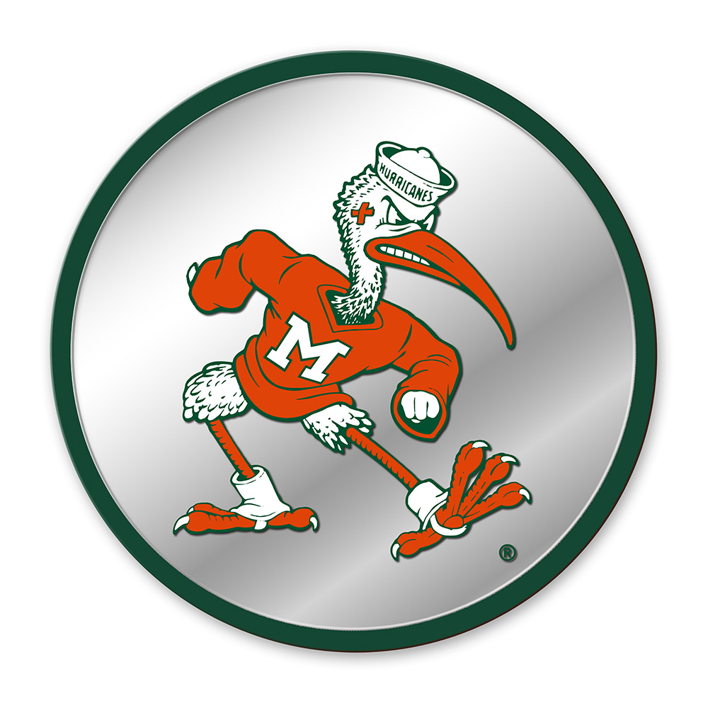 Miami Hurricanes MASCOT Modern Disc Mirrored Wall Sign