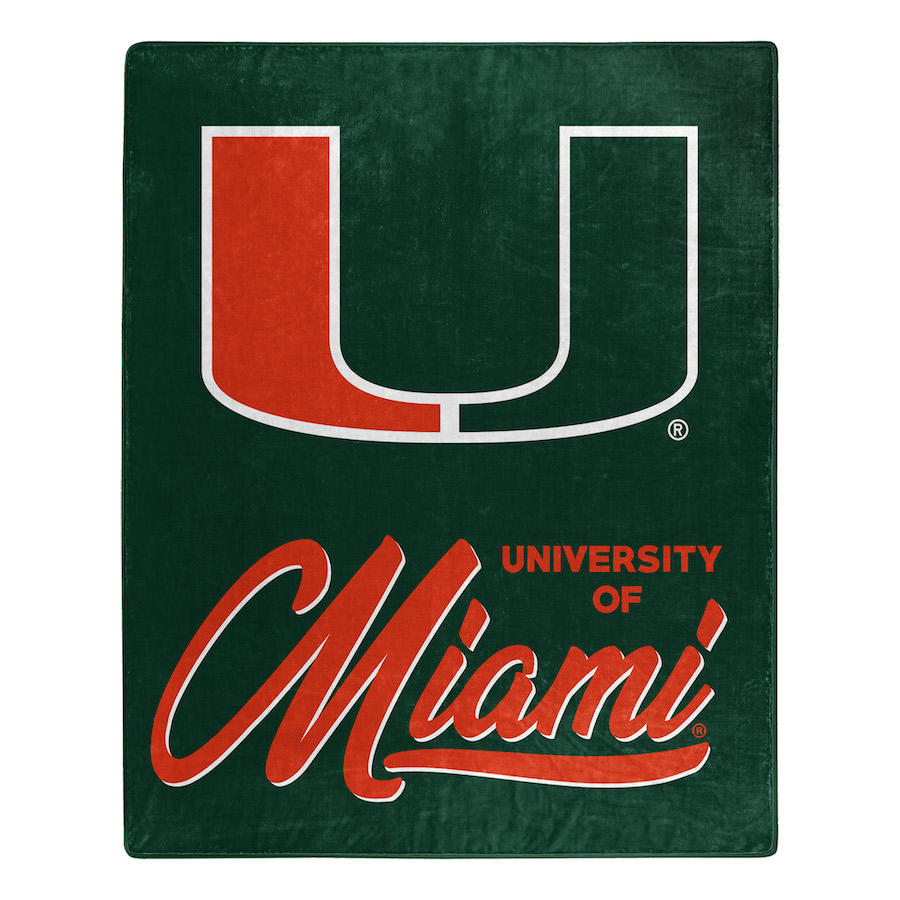 Miami Hurricanes Plush Fleece Raschel Blanket 50 x 60