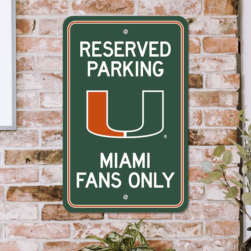 Miami Hurricanes RESERVED Parking Sign