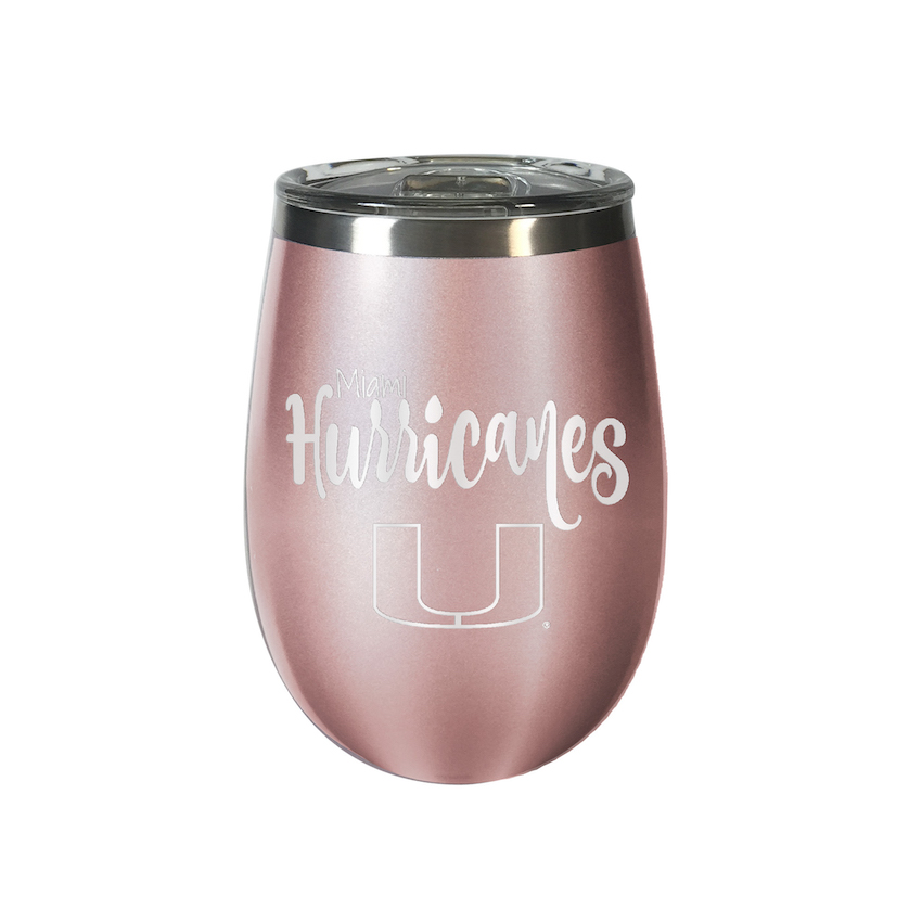 Miami Hurricanes 10 oz Rose Gold Wine Tumbler