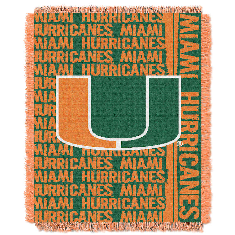 Miami Hurricanes Double Play Tapestry Blanket 48 x 60