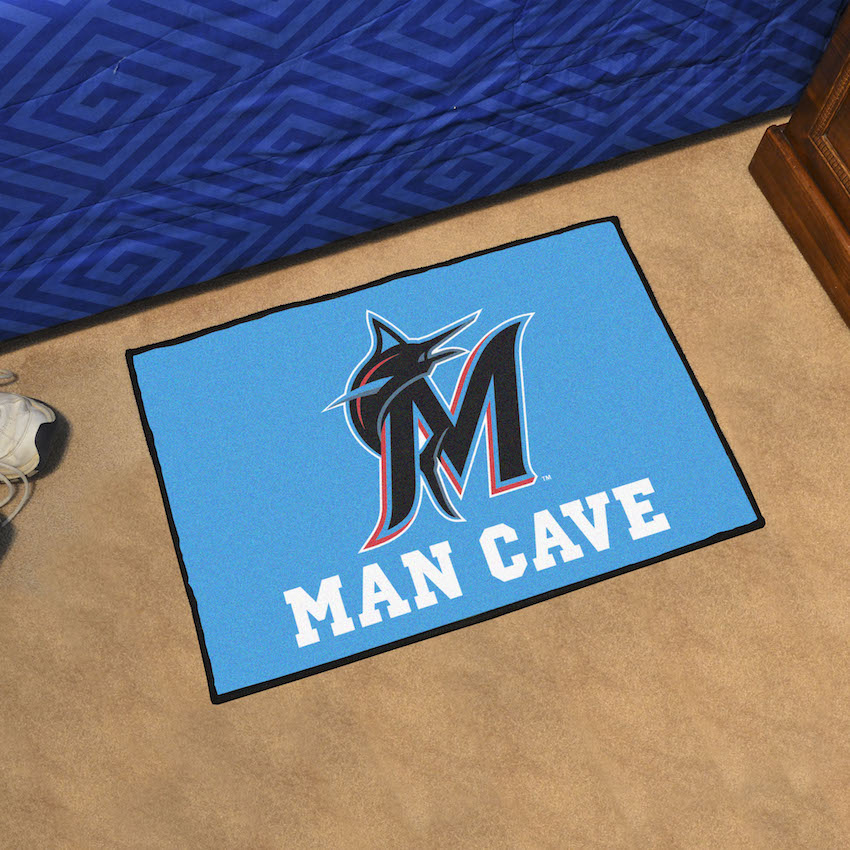 Miami Marlins ALT LOGO MAN CAVE 20 x 30 STARTER Floor Mat