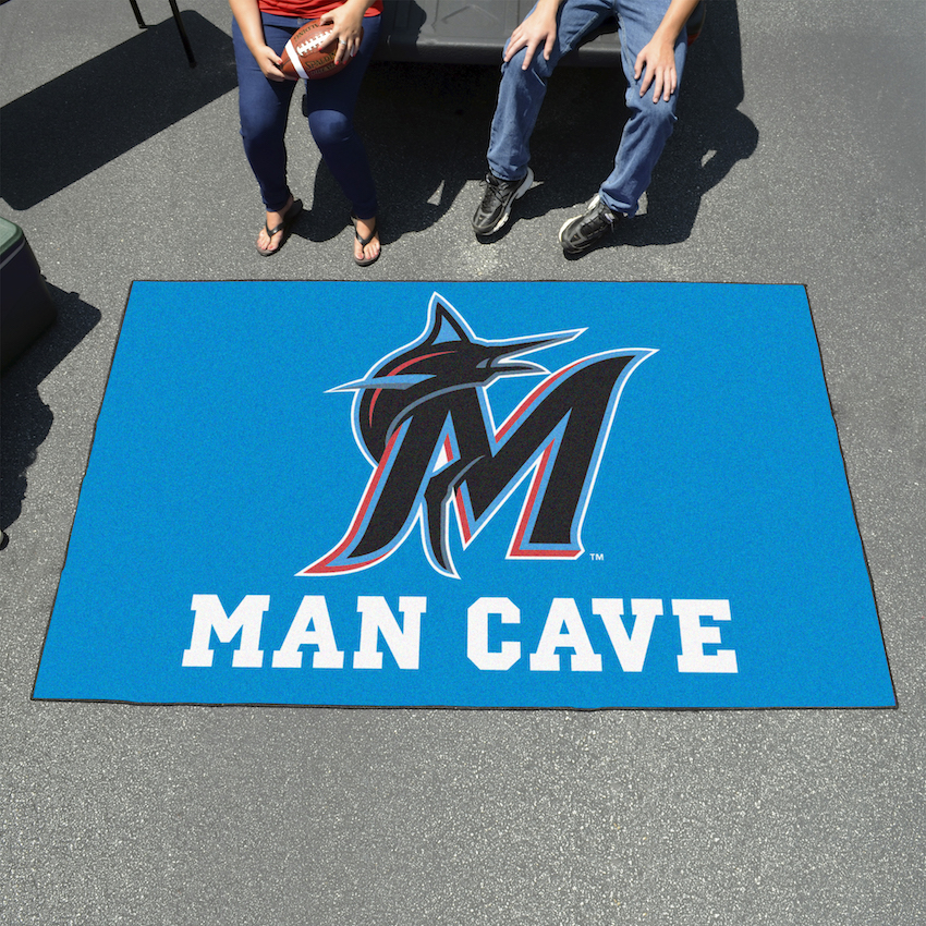 Miami Marlins ALT LOGO UTILI-MAT 60 x 96 MAN CAVE Rug