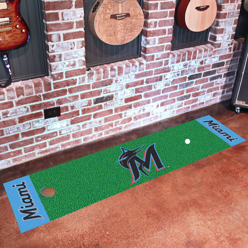 Miami Marlins ALT LOGO Putting Green Mat 18 x 72