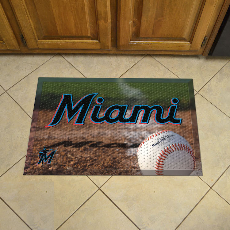 Miami Marlins Ball Style SCRAPER Door Mat