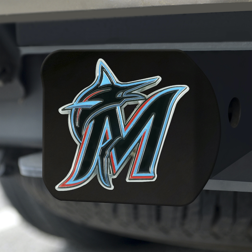 Miami Marlins Black and Color Trailer Hitch Cover