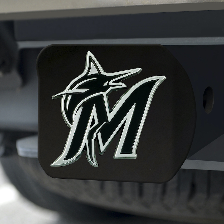 Miami Marlins BLACK Trailer Hitch Cover