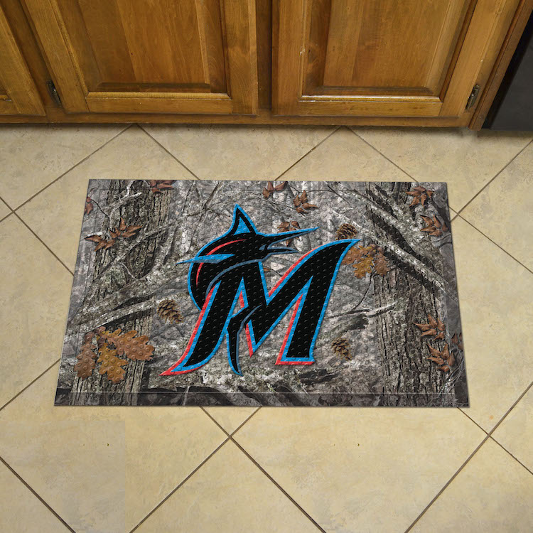 Miami Marlins Camo Style SCRAPER Door Mat