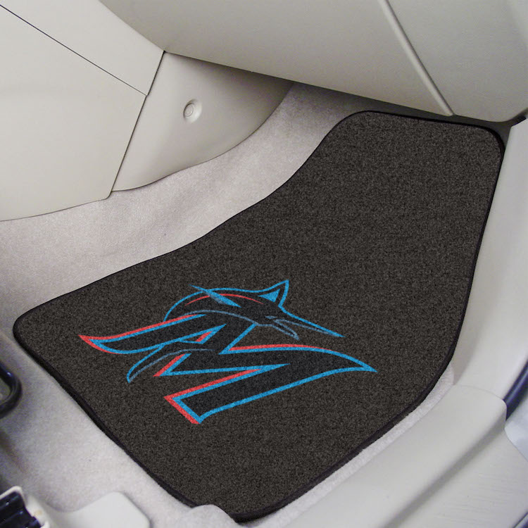 Miami Marlins Car Floor Mats 18 x 27 Carpeted-Pair