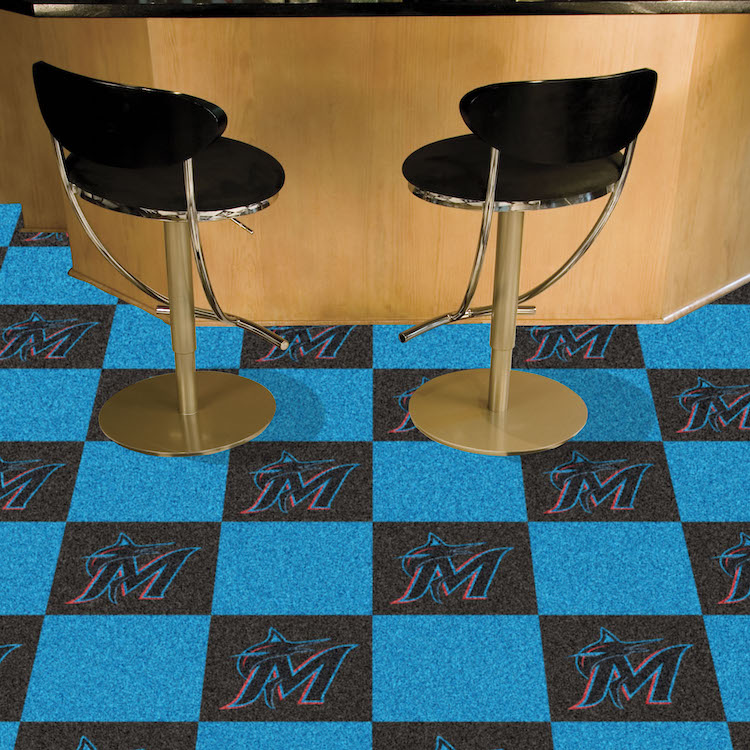 Miami Marlins Carpet Tiles 18x18 in.