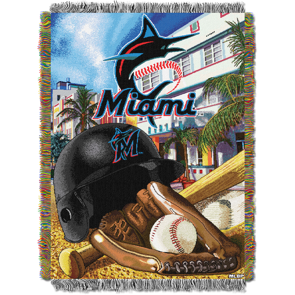 Miami Marlins Home Field Advantage Series Tapestry Blanket 48 x 60