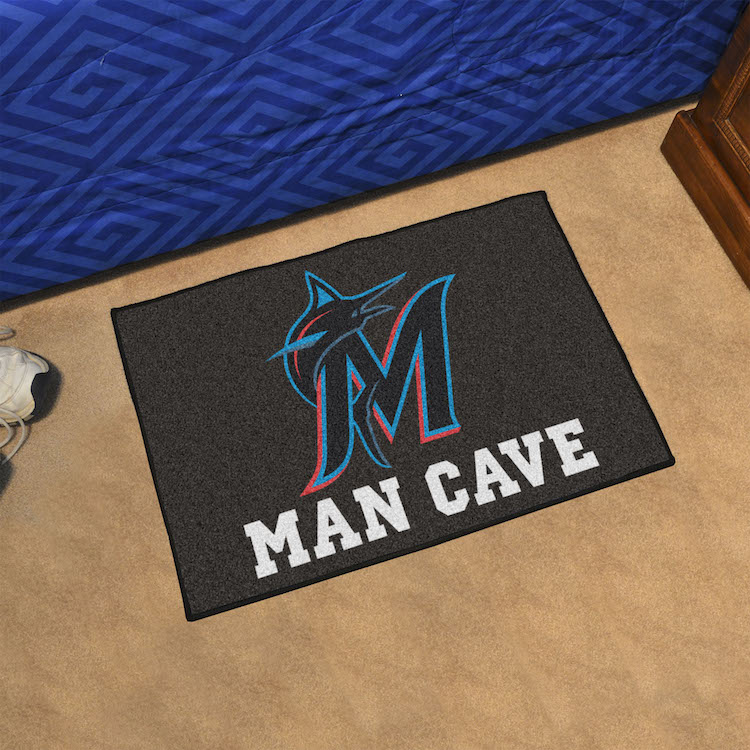 Miami Marlins MAN CAVE 20 x 30 STARTER Floor Mat