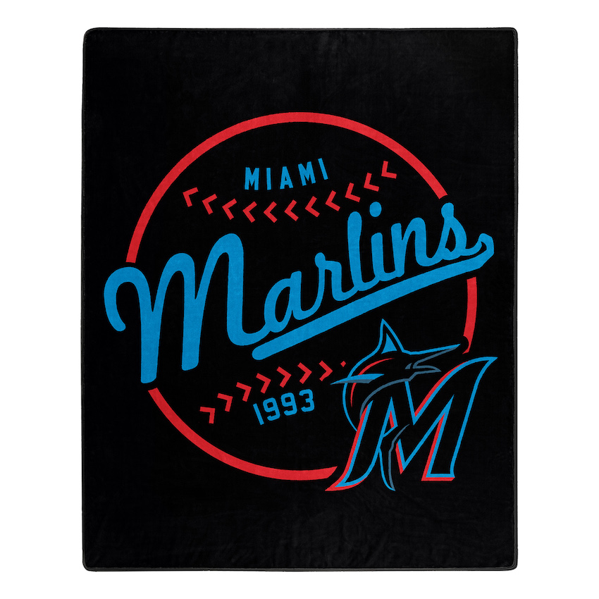 Miami Marlins Plush Fleece Raschel Blanket 50 x 60