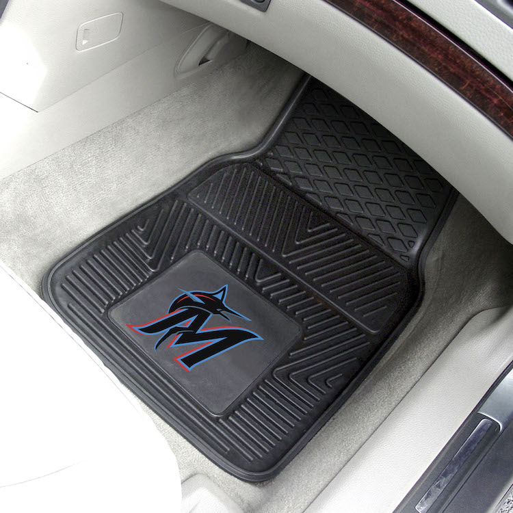 Miami Marlins Car Floor Mats 18 x 27 Heavy Duty Vinyl Pair