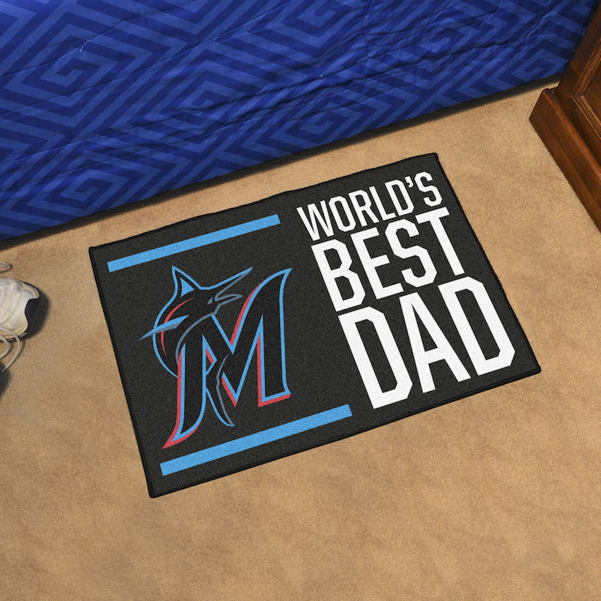 Miami Marlins 20 x 30 WORLDS BEST DAD Floor Mat