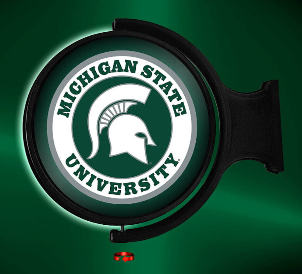 Michigan State Spartans LED Rotating Wall Sign ~ HELMET