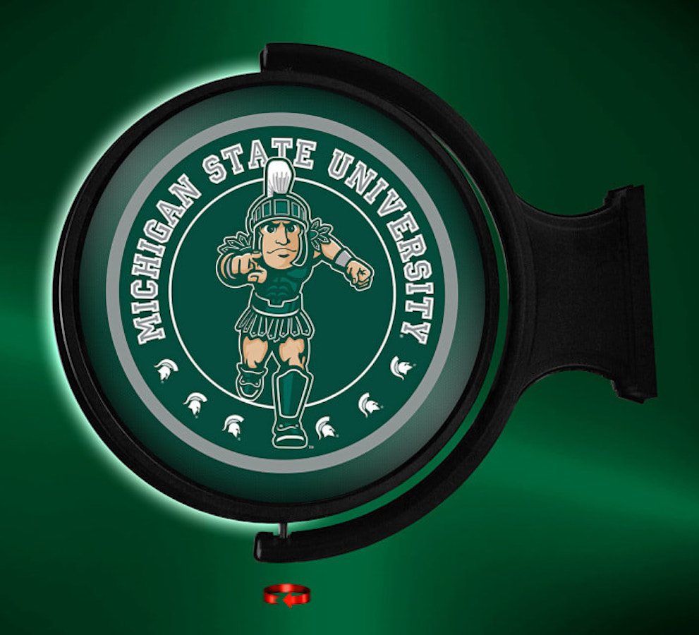 Michigan State Spartans LED Rotating Wall Sign ~ SPARTY