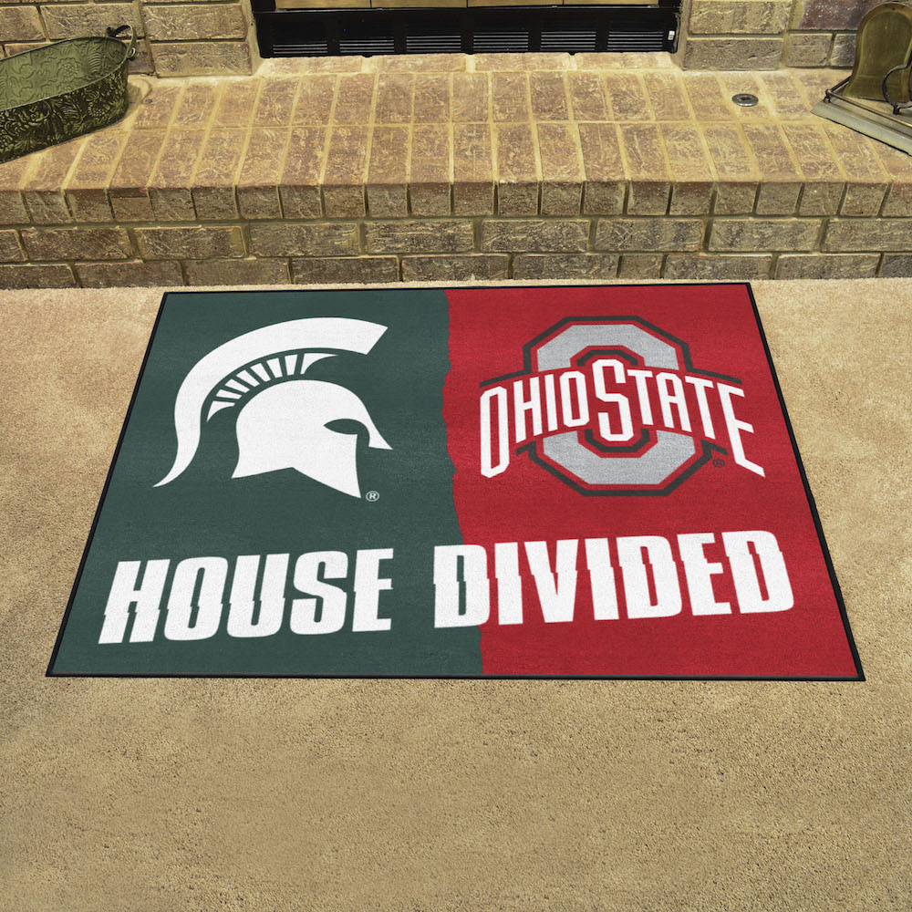 NCAA House Divided Rivalry Rug Michigan State Spartans - Ohio State Buckeyes