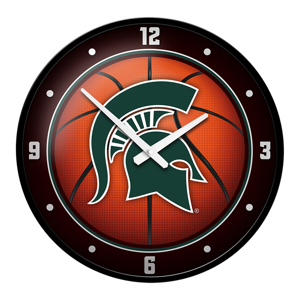 Michigan State Spartans Modern Disc BASKETBALL Wall Clock