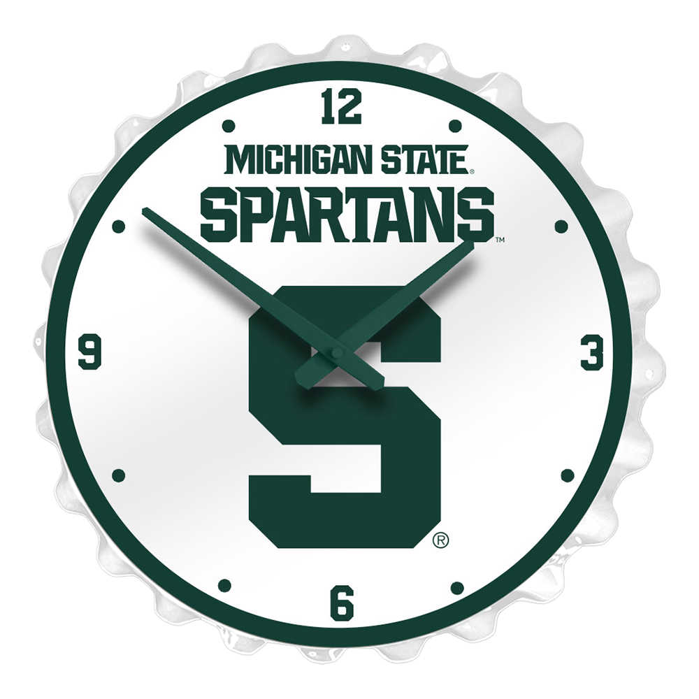 Michigan State Spartans BLOCK S Bottle Cap Wall Clock