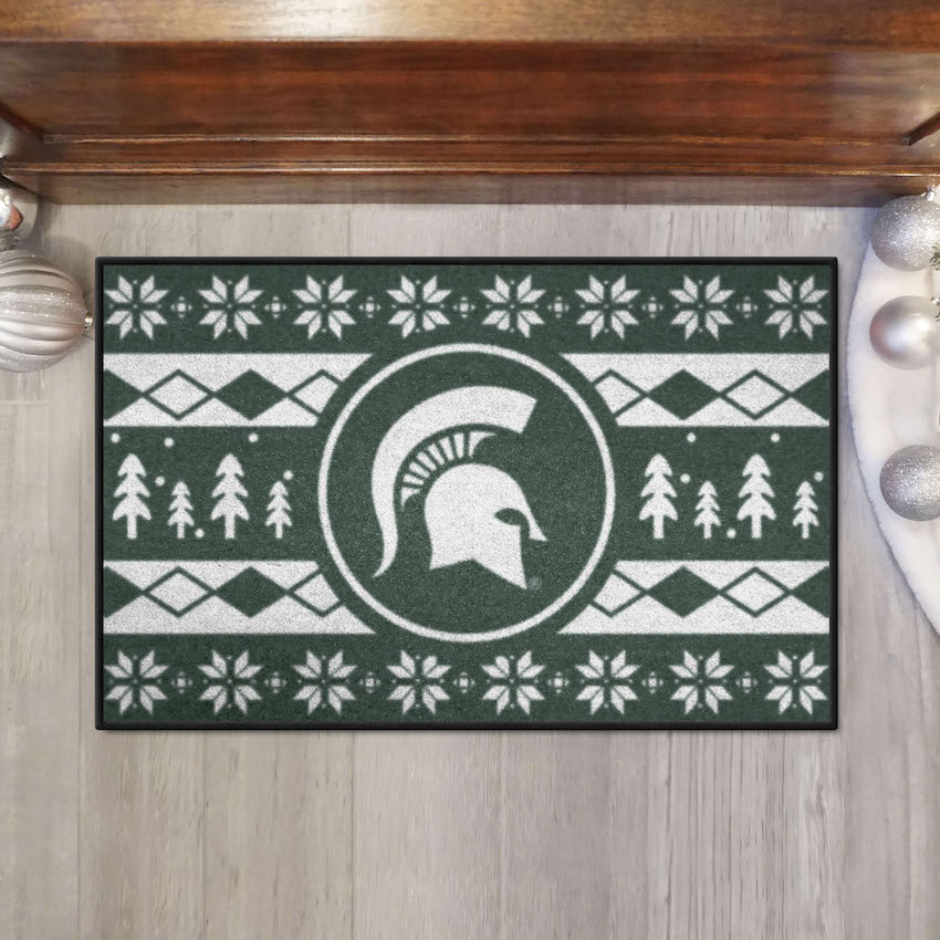 Michigan State Spartans HOLIDAY SWEATER 20 x 30 STARTER Floor Mat