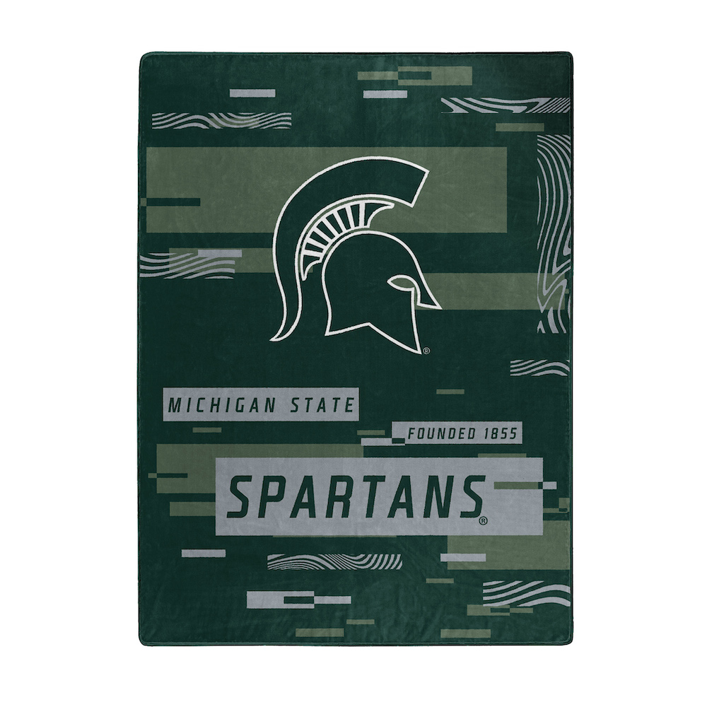 Michigan State Spartans Large Plush Fleece Raschel Blanket 60 x 80