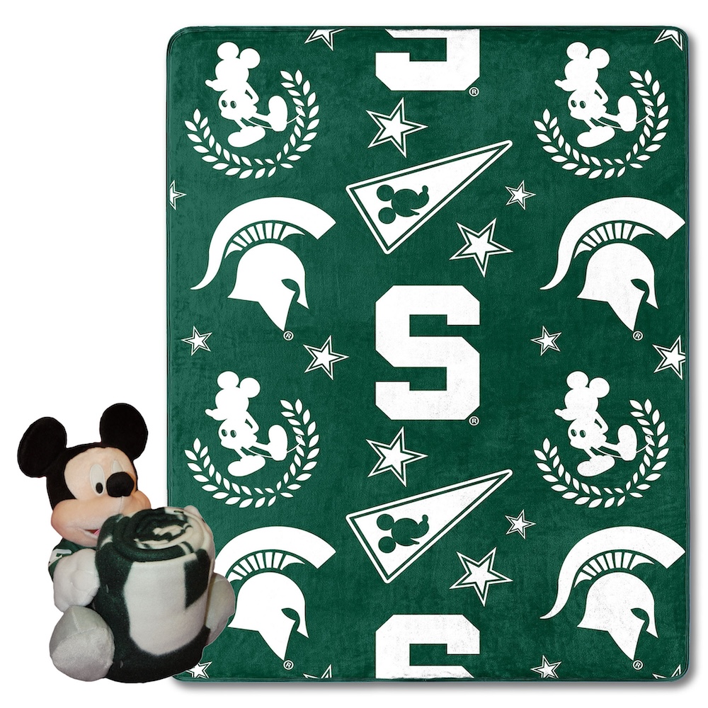 Michigan State Spartans Disney Mickey Mouse Hugger and Silk Blanket Set