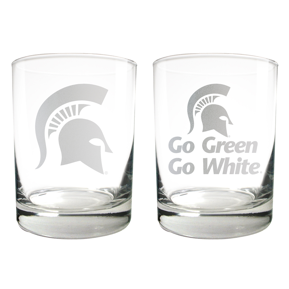 Michigan State Spartans 2pc Rocks Glass Set