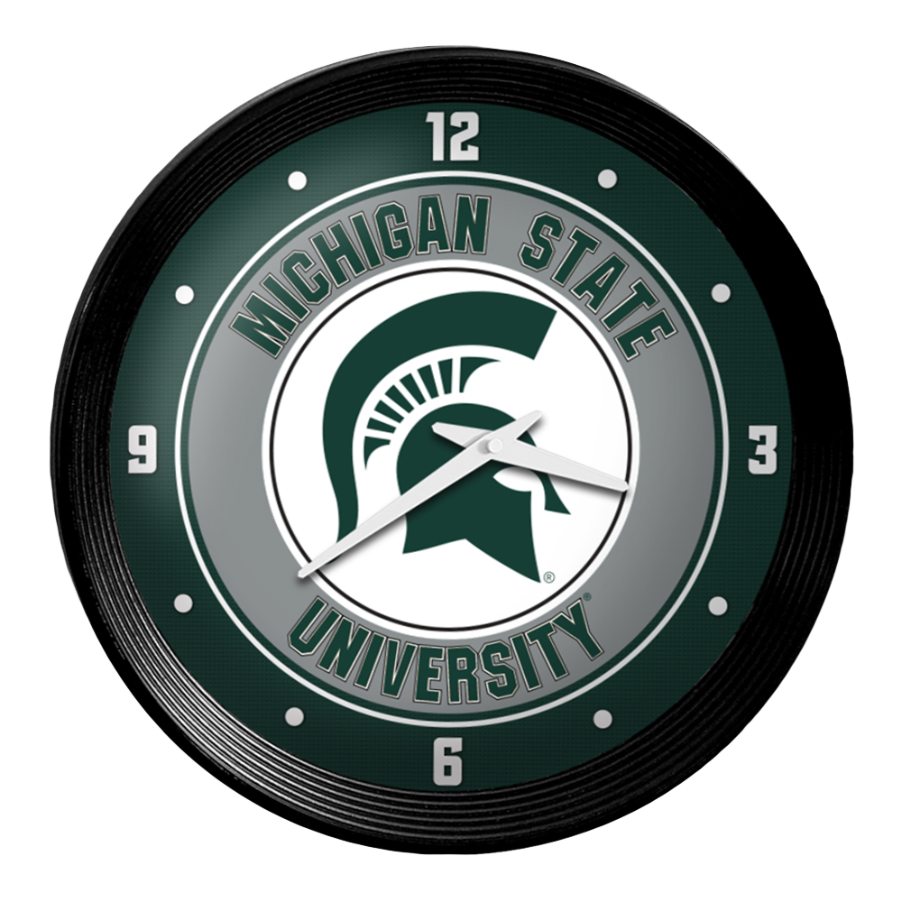 Michigan State Spartans Ribbed Frame Wall Clock