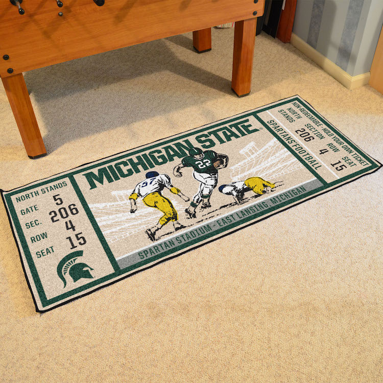 Michigan State Spartans 30 x 72 Game Ticket Carpet Runner