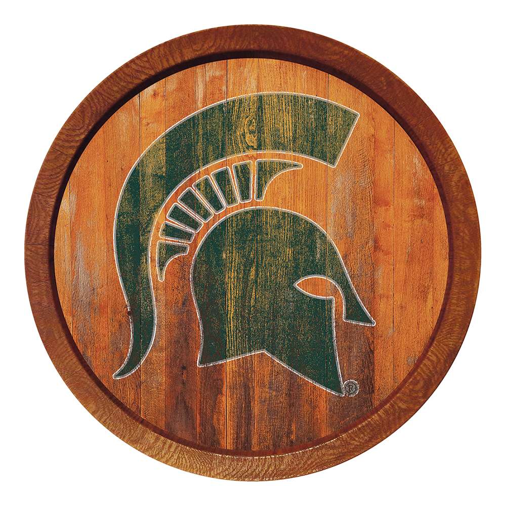 Michigan State Spartans Weathered FAUX Barrel Top Sign