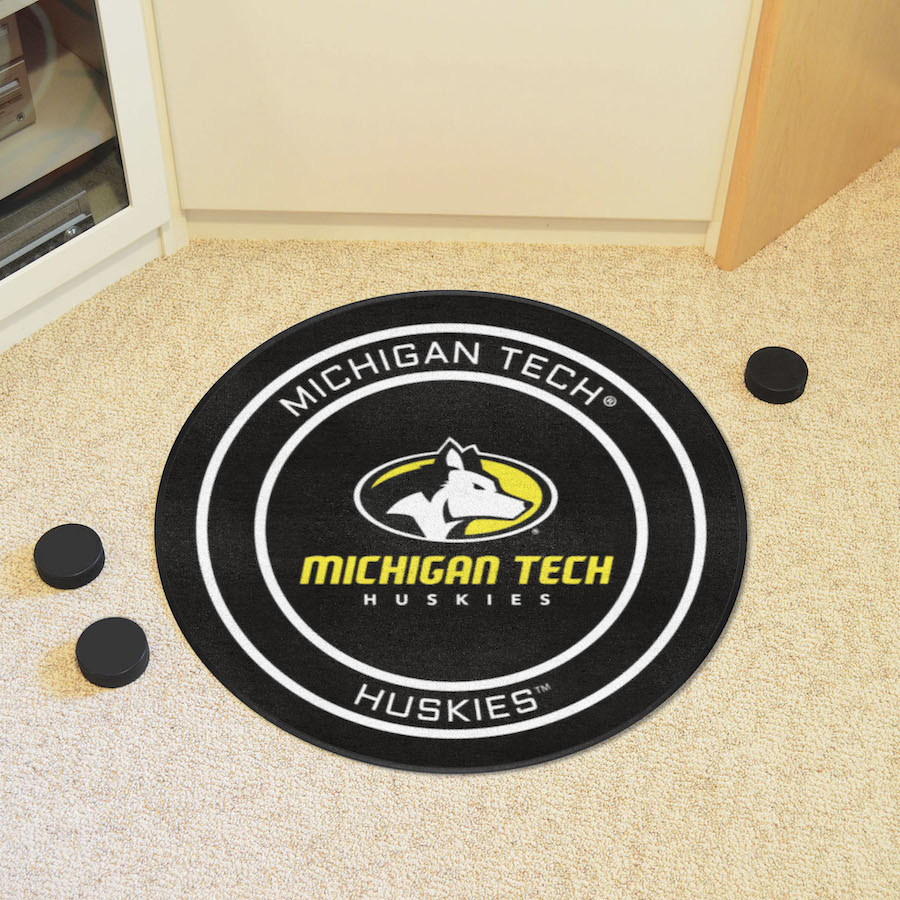Michigan Tech Huskies Round Hockey Puck Mat