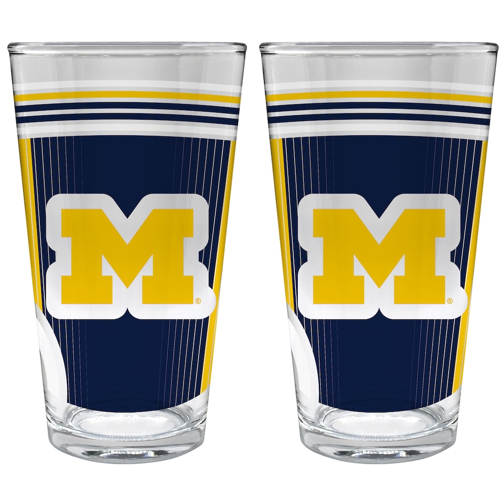 Michigan Wolverines COOL VIBES 2 pc Pint Glass Set