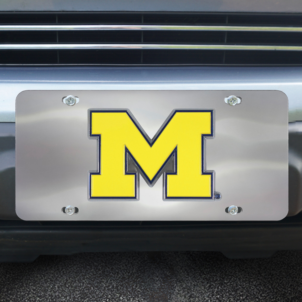 Michigan Wolverines Stainless Steel Die-cast License Plate