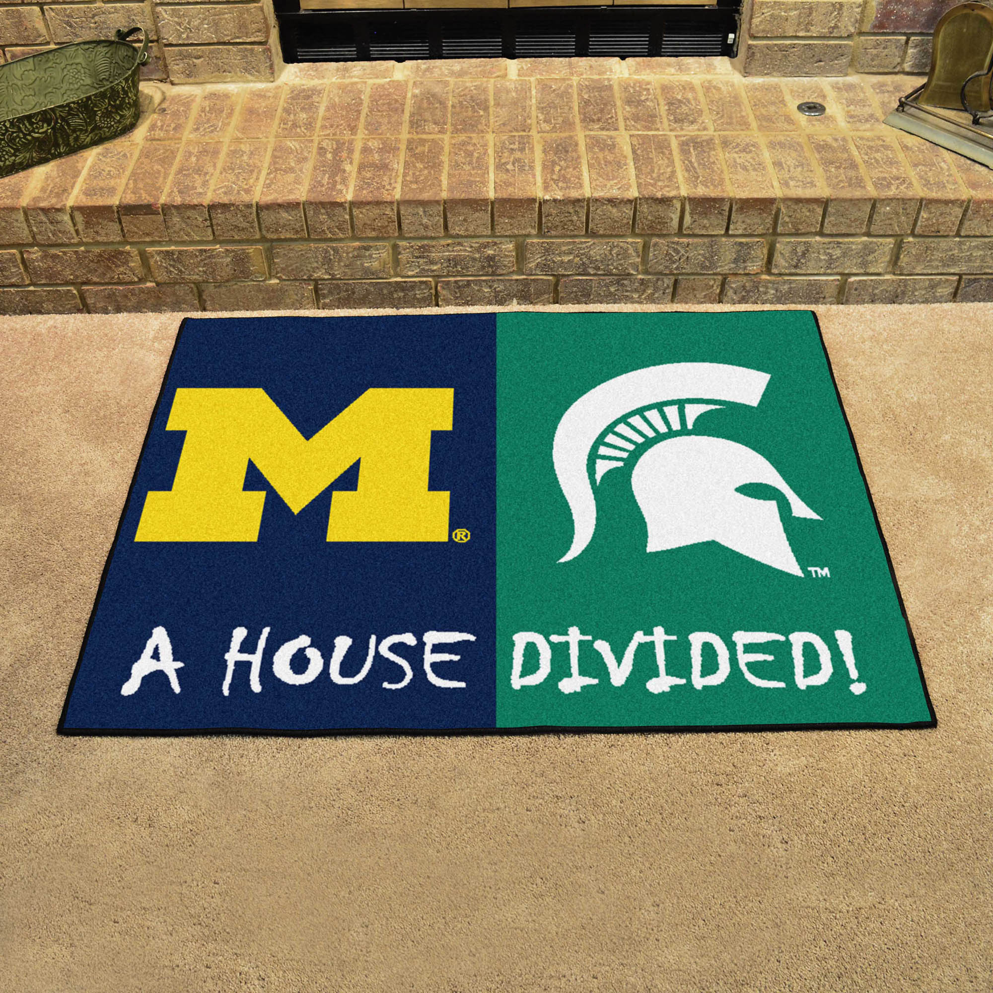 NCAA House Divided Rivalry Rug Michigan Wolverines - Michigan State Spartans