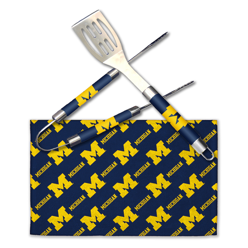 Michigan Wolverines 3 Piece BBQ GRILL MASTER set