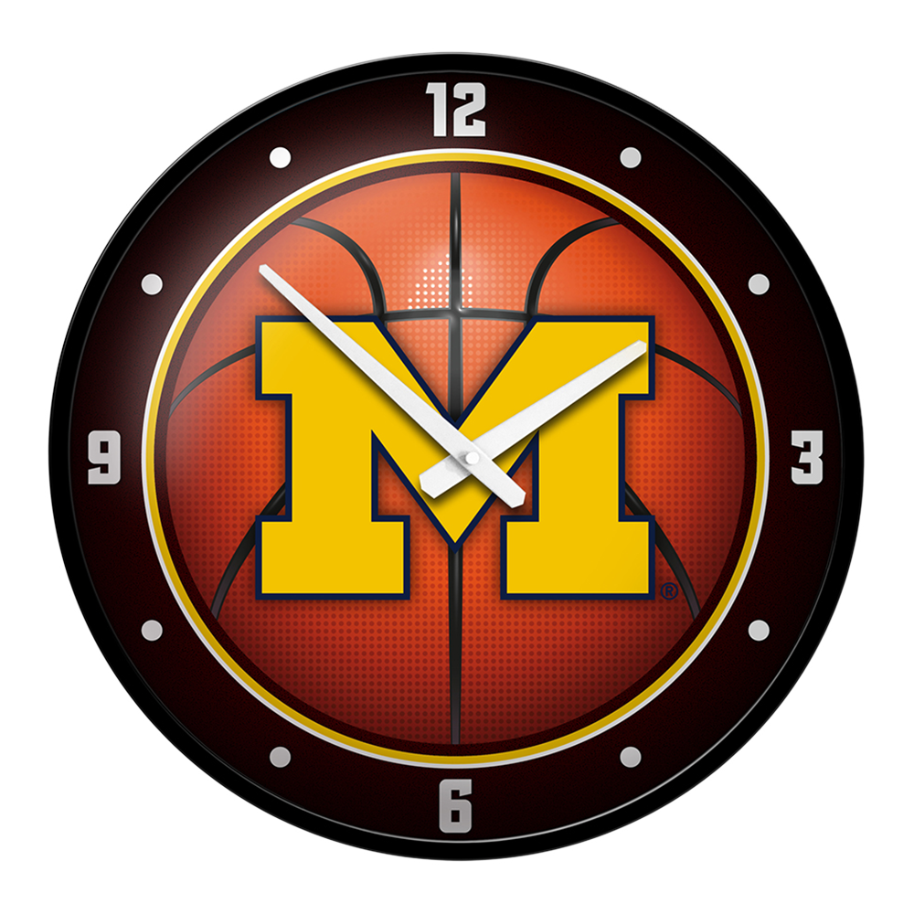 Michigan Wolverines Modern Disc BASKETBALL Wall Clock