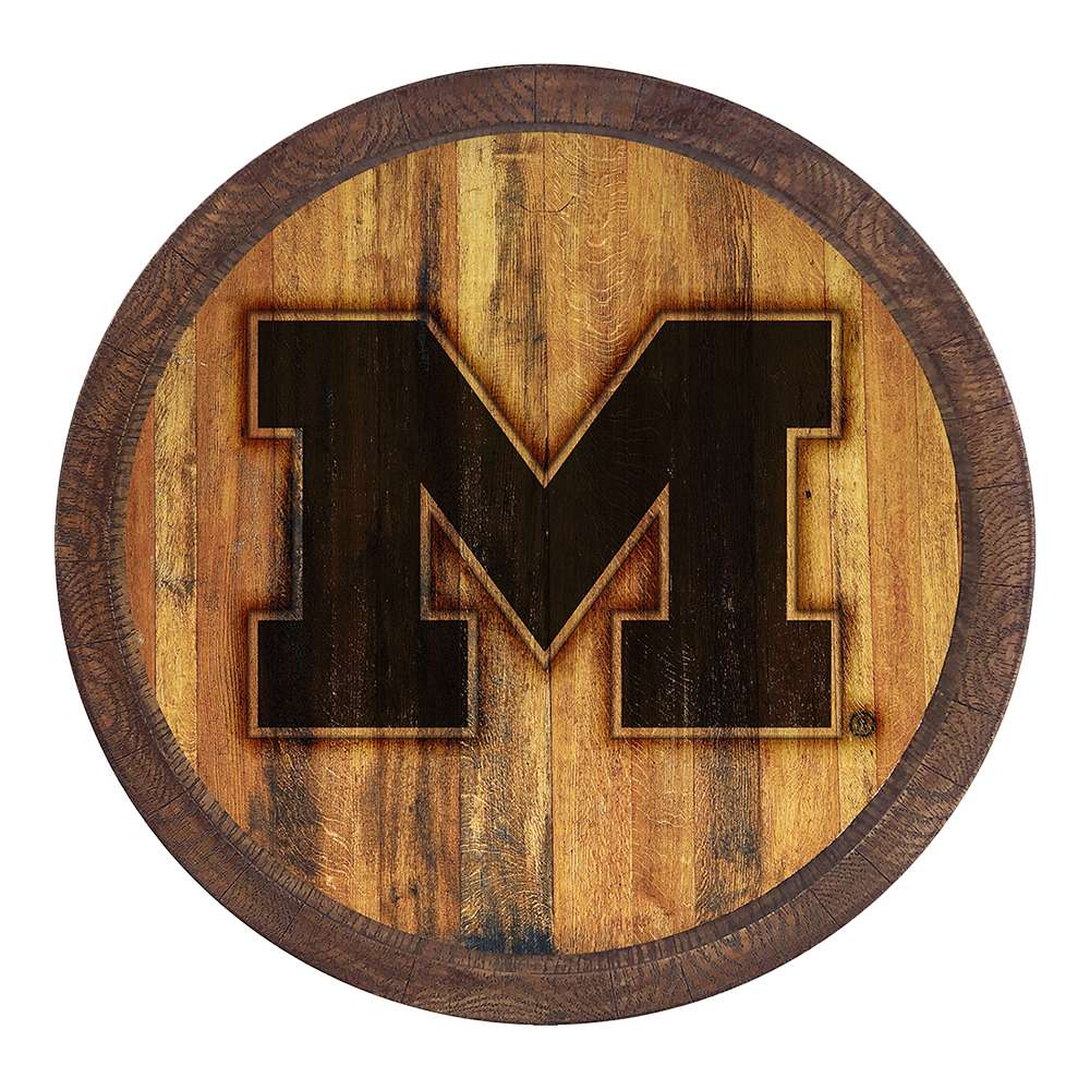 Michigan Wolverines Branded FAUX Barrel Top Sign