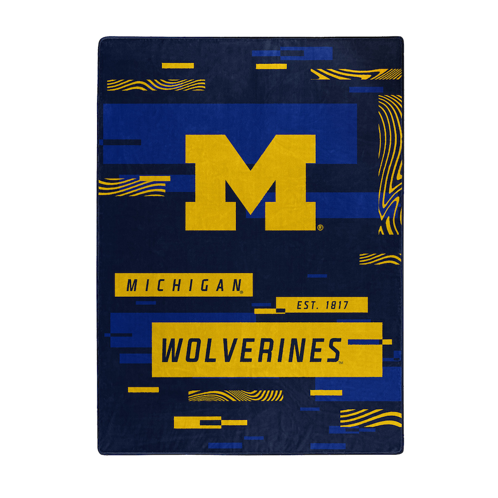 Michigan Wolverines Large Plush Fleece Raschel Blanket 60 x 80