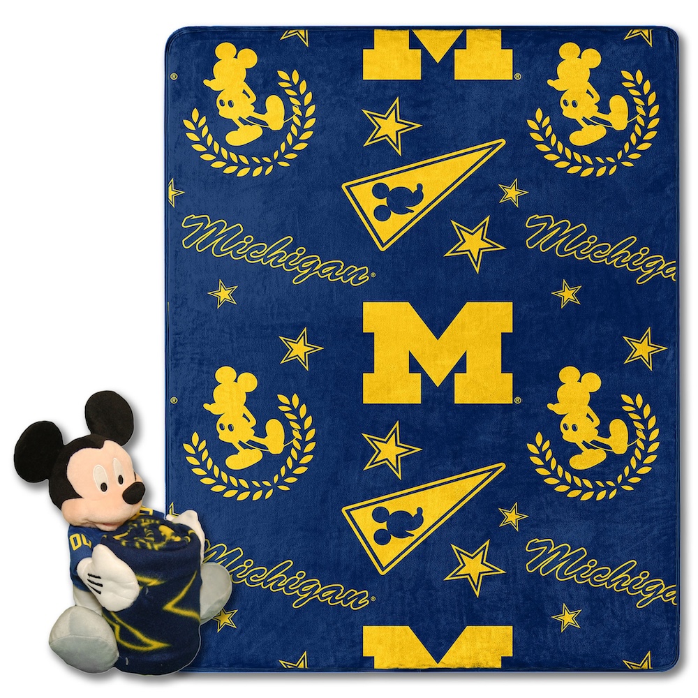 Michigan Wolverines Disney Mickey Mouse Hugger and Silk Blanket Set