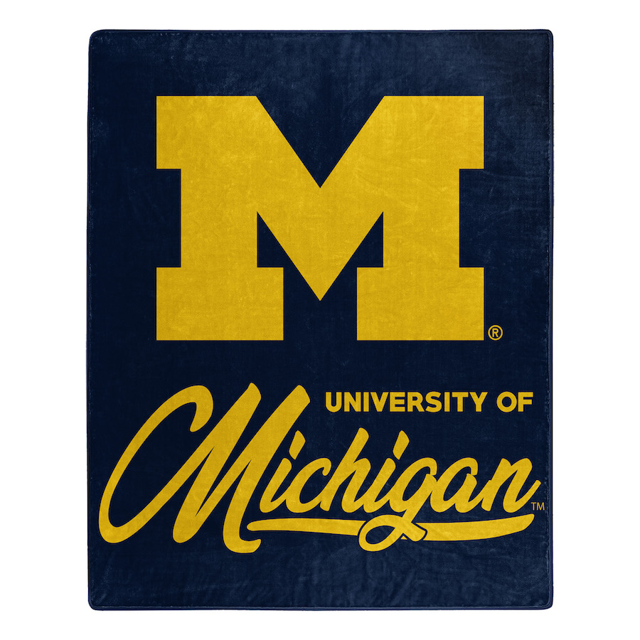 Michigan Wolverines Plush Fleece Raschel Blanket 50 x 60