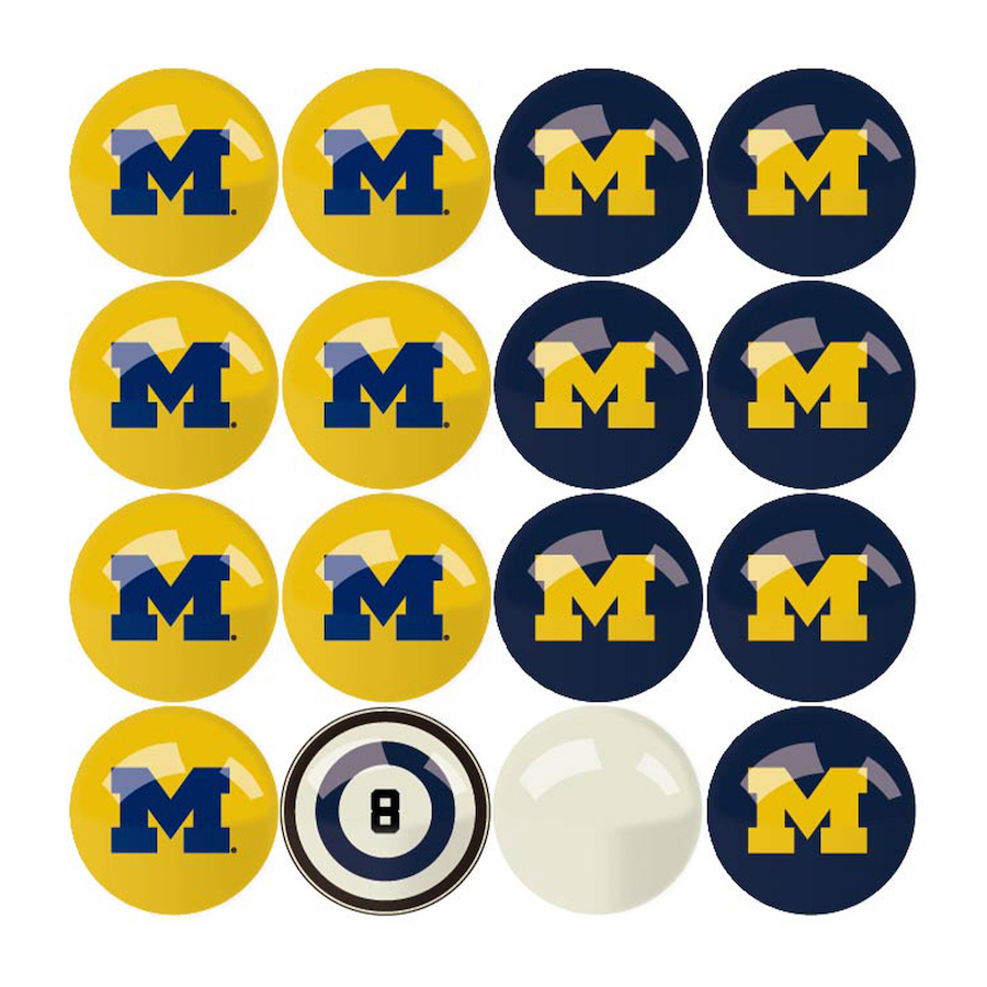 Michigan Wolverines Billiard Ball Set with Numbers