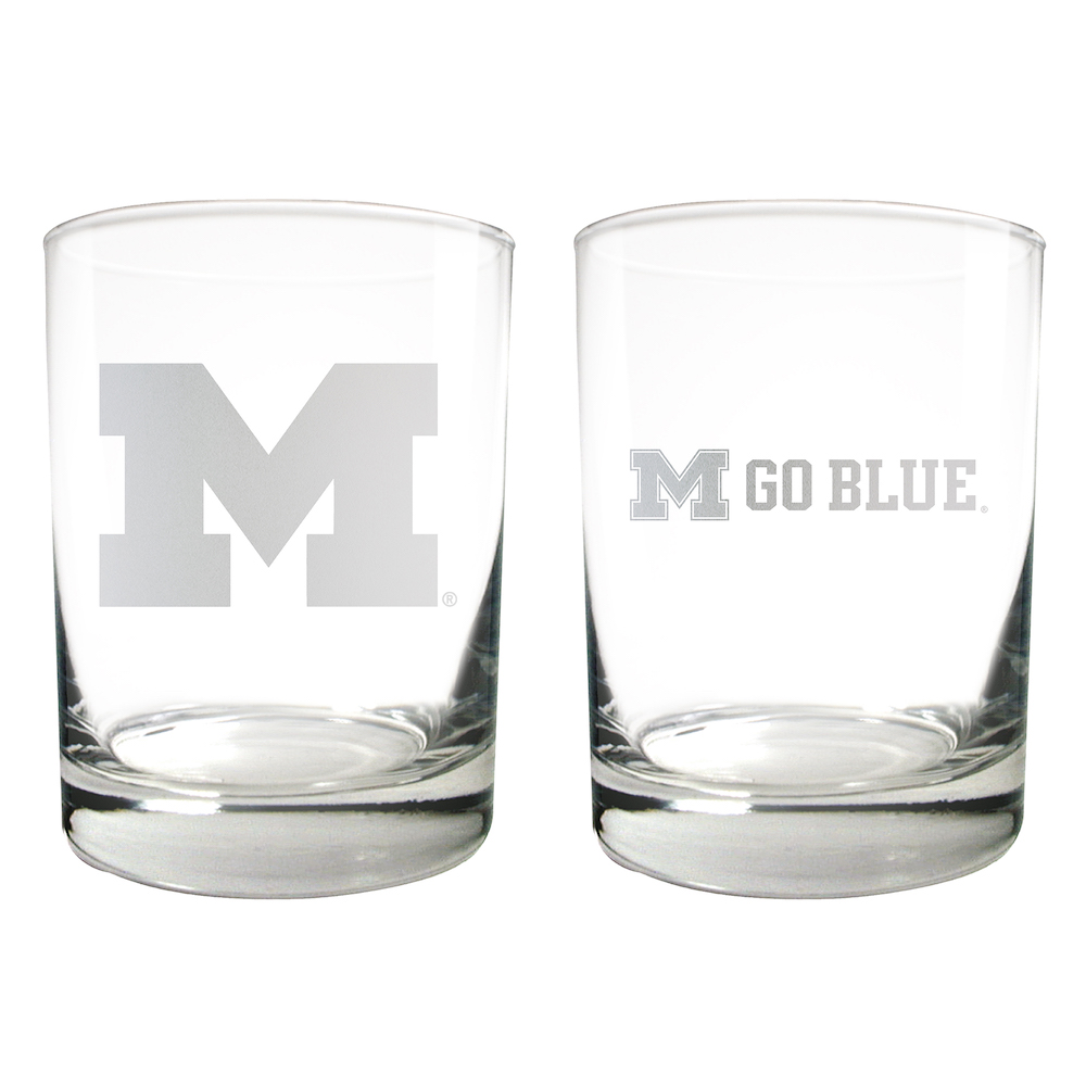 Michigan Wolverines 2pc Rocks Glass Set