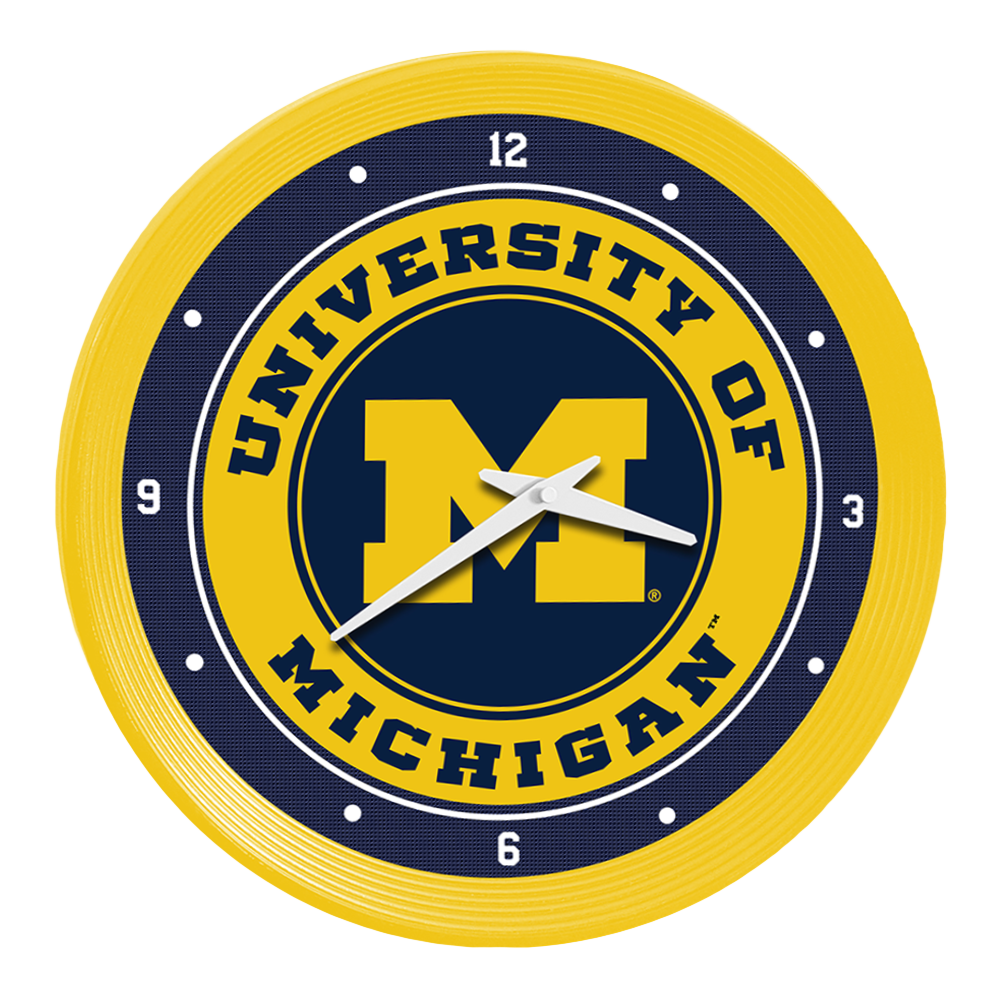 Michigan Wolverines Ribbed Frame Wall Clock