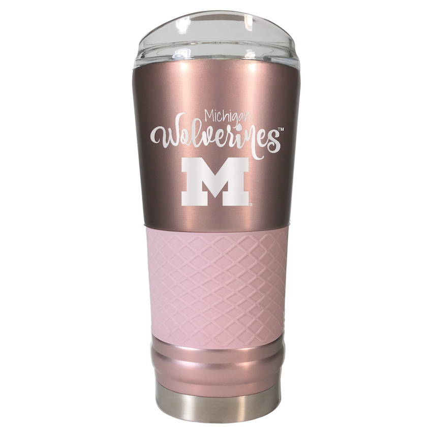 Michigan Wolverines 24 oz Rose Gold Draft Travel Tumbler