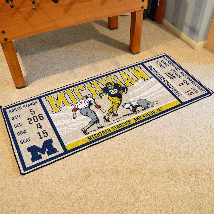 Michigan Wolverines 30 x 72 Game Ticket Carpet Runner