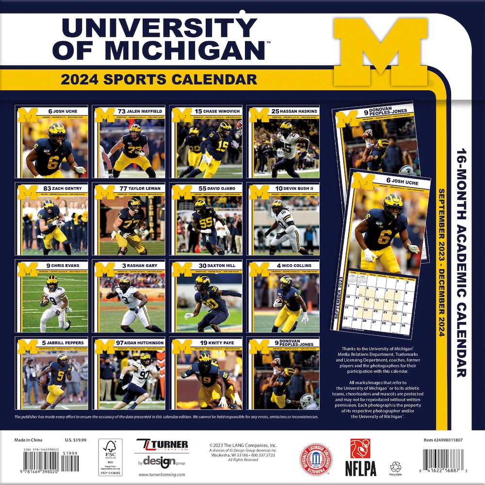 Michigan Wolverines 2025 NCAA Team Wall Calendar